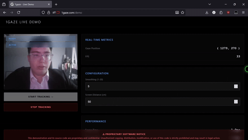 1gaze real-time gaze tracking demonstration